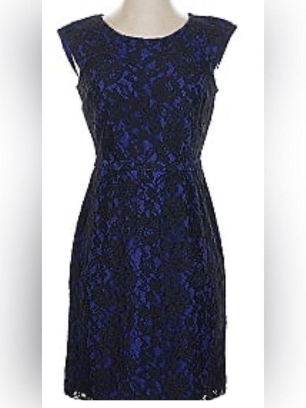 Simply Vera Wang size 4 sheath purple and black lace dress ptp 15.5”